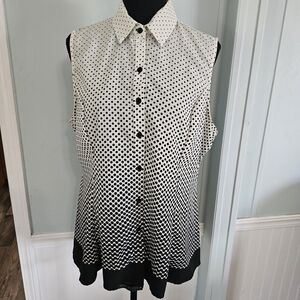 Polka Dot Sleeveless Blouse - Black and White